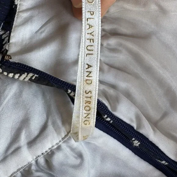 Kate Spade Bubble Skirt Sz 4 Navy Blue & White Lace Lined The Rules With Pockets - Picture 15 of 16